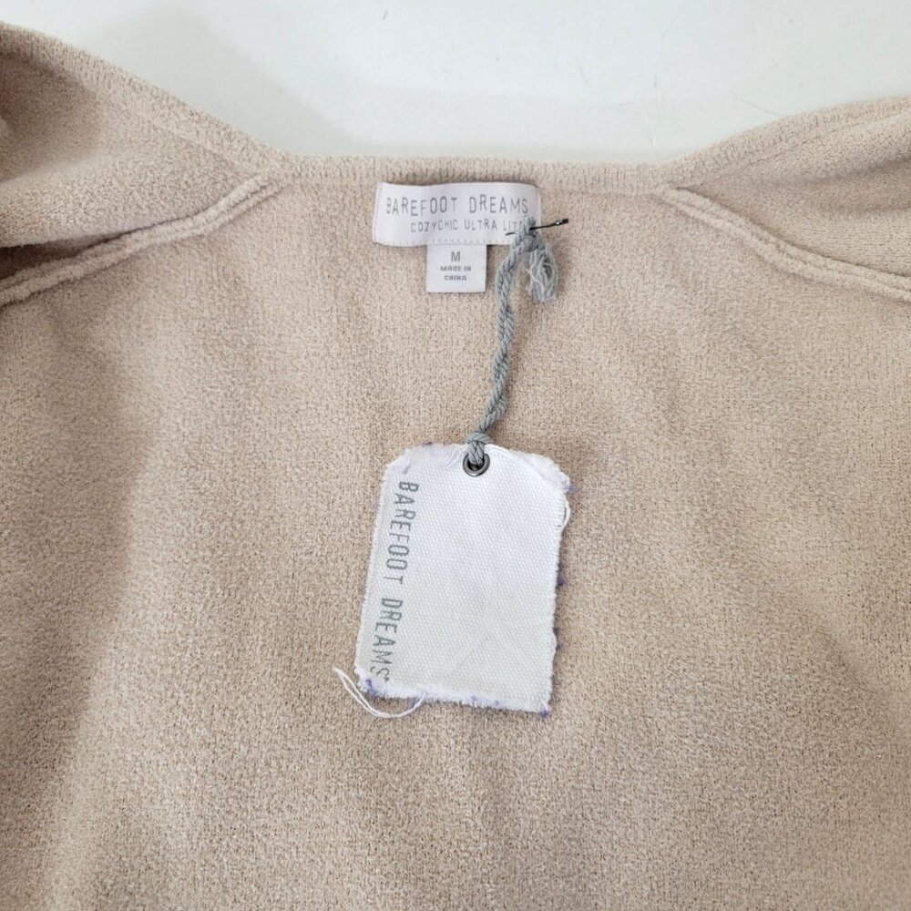 Barefoot Dreams CozyChic Ultra Lite Knit Beige Open Front Cardigan M - Picture 3 of 5
